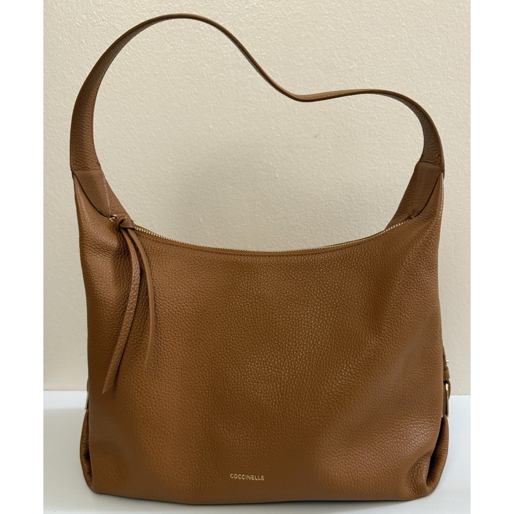 Coccinelle pebbled‎ leather shoulder bag camel color